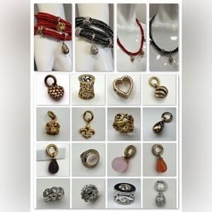 STORY by KRANZ & ZEIGLER Coral Black 5 Strand Beaded Wrap Bracelet 16 Charms